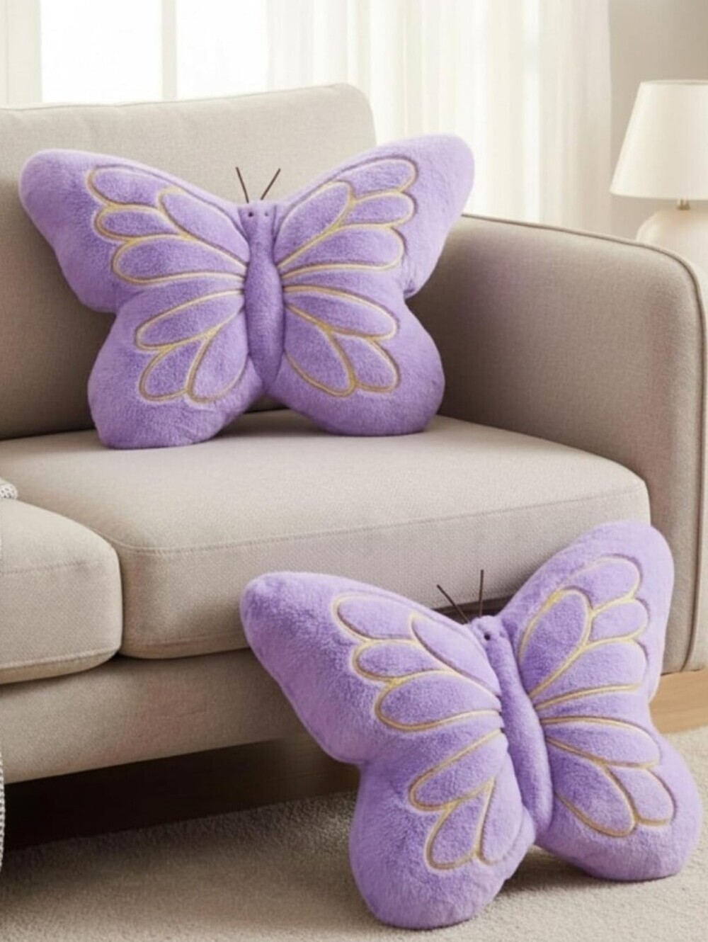 Plush Butterfly Throw Pillow - Lavender